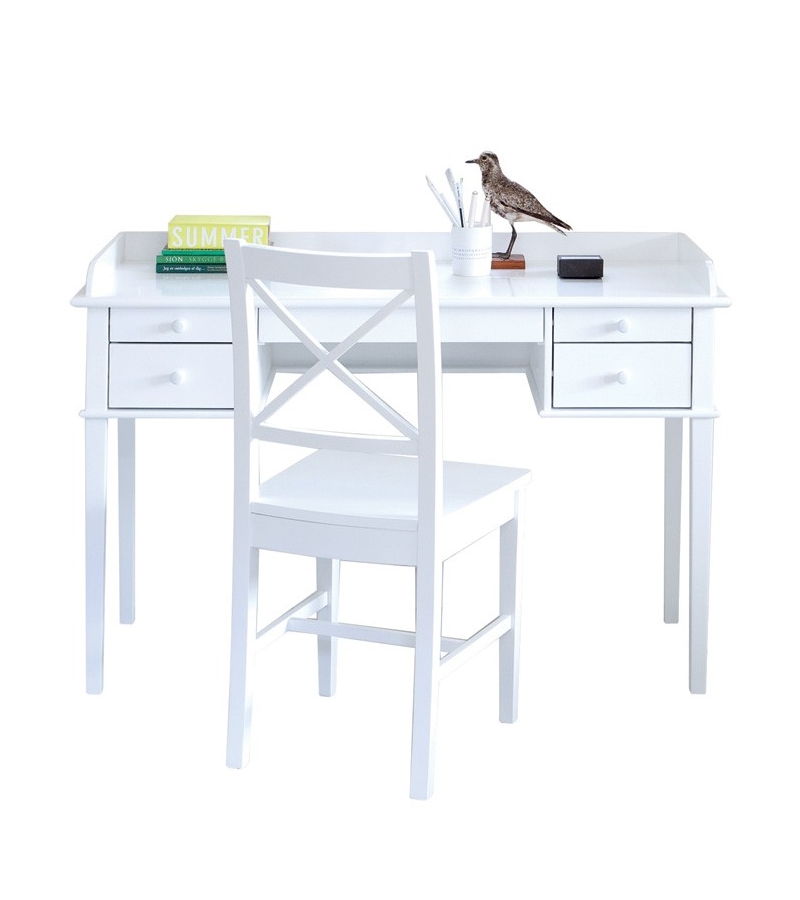 Skrivbord Seaside fem lådor vit, Oliver Furniture Solhem Barnskrivbord i dansk design Solhem Inredning