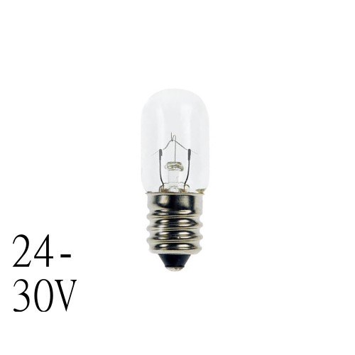 Signallampa E14 T16x45 10W 24V lamportillallt Signallampa E14 T16x45 10W 12V lamportillallt