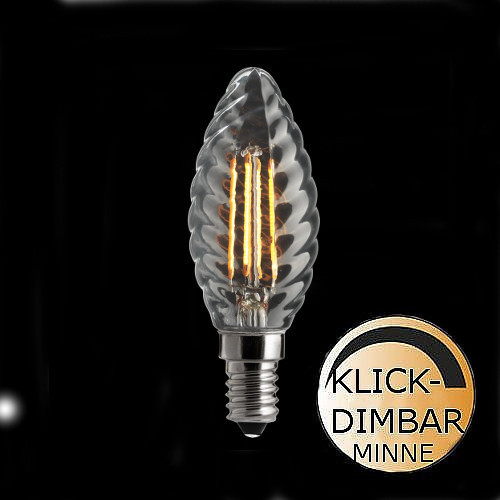 Klick dimbar LED kronljus vriden 4000K 470lm E14 5W Dimbar LED normal 4000K 800lm E27 7,5W lamportillallt