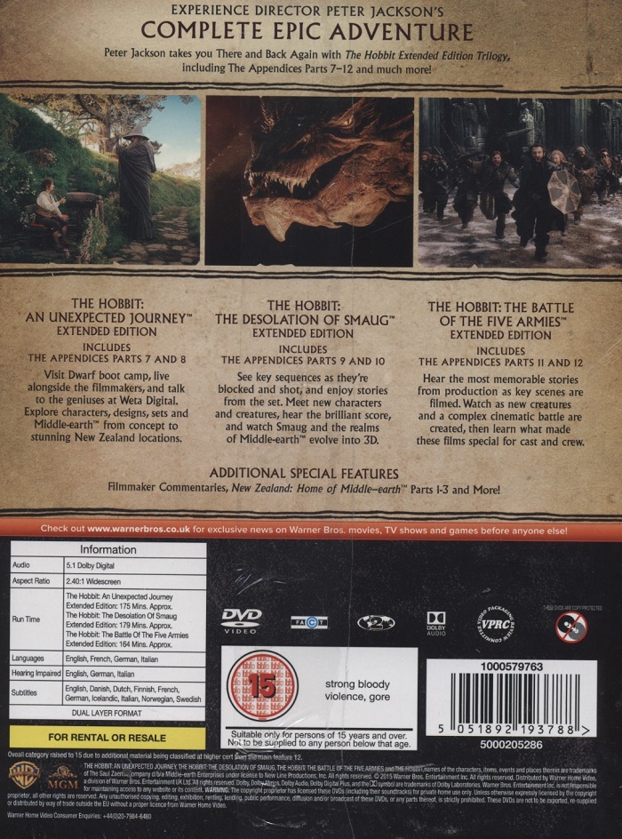 Hobbit Filmtrilogin Extended Edition 15 Disc Kvarnvideo Se