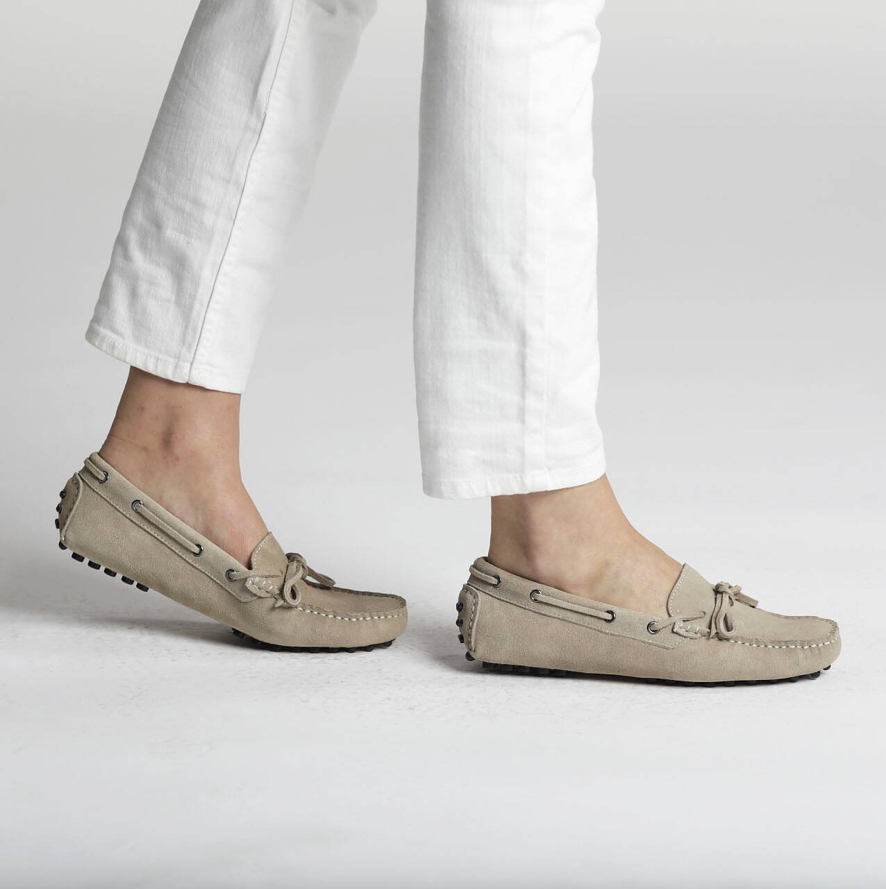 rolled heel driving shoes